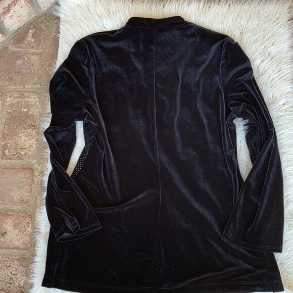 CDC Wear Black Velvet V-Neck Long Line Tunic Size 14 With Glitter Embezzlement - Picture 13 of 13